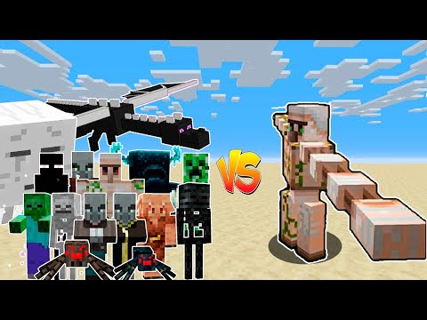 Upgrade Iron Golem vs All Mobs in Minecraft| All Minecraft Mobs vs Upgrade Iron Golem| Mob Battle