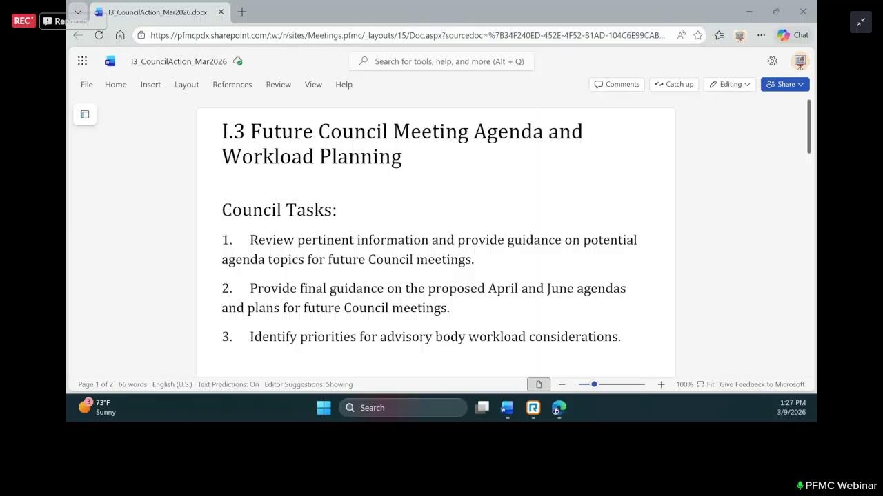 March 2026 PFMC Council Meeting  03/09/26