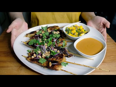 Chicken Satay w/Peanut Sauce and Mango Salsa