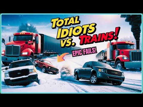 Total Idiots vs. Trains: Epic Truck & Car FAILS in Snow! || @KWIKNOWYT