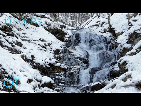 Winter Waterfall | Flowing Water and Atmospheric Sounds for Relaxation| Sleeping| Studying 10 Hours