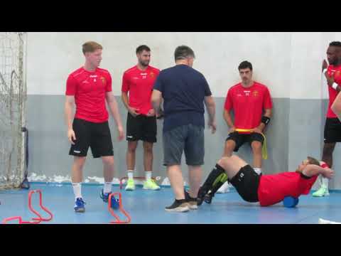 HC Vardar Athletes Warm Up in the Mother Teresa Hall