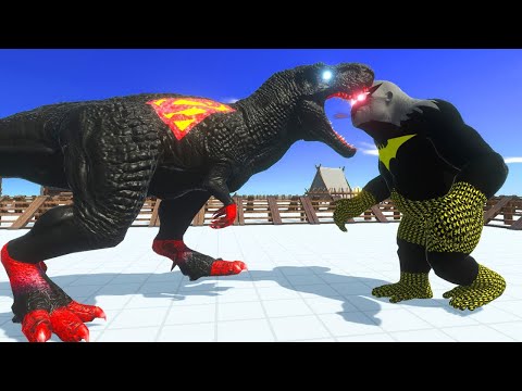 SUPERMAN GORO vs DARK T-REX DEATH RUN - Animal Revolt Battle Simulator