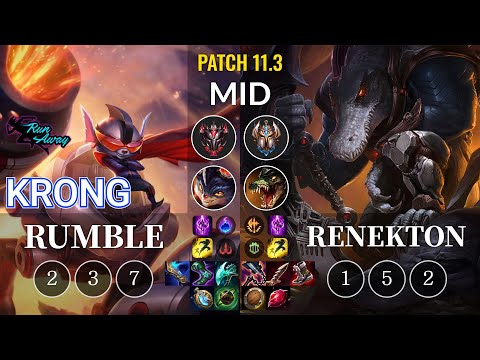 RNW KronG Rumble vs Renekton Mid - KR Patch 11.3