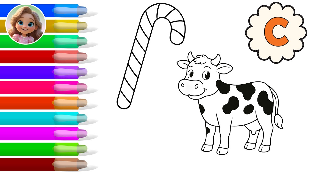 🎨🅰️ Learn the Letter C and Draw a Candy Cane and a Cow! | Fun ABC Learning for Toddlers 🐜✏️