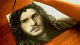 Jon Snow time-lapse oil painting 8.26.17