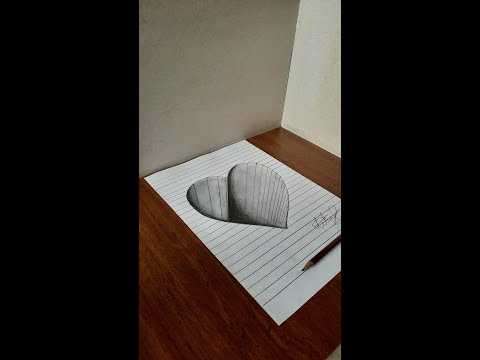How to Draw a 3D Heart Easy Drawing, short