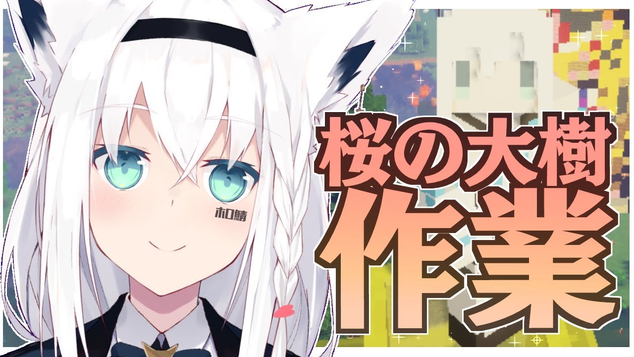 Minecraft:ホロ鯖に桜の大樹を作る、ピンク羊毛ぉー【ホロライブ/白上フブキ】