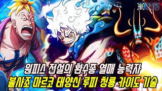 [원피스 최신정보]드디어 자연계 보다 희귀한 전설의 환수종 열매 능력자 불사조 마르코 태양신 루피 청룡 카이도 최후의 기술과 능력 공개 / 원피스 1055화