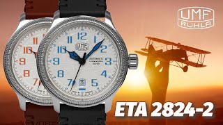 ETA 2824-2 - Fliegeruhr von UMF-Ruhla - in zwei Farben - #uhren #pilotwatch