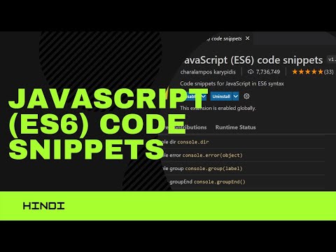 Enable Javascript Es6 Code Snippets In Visual Studio Code Hindi