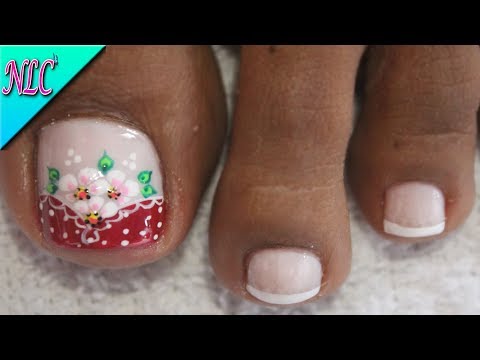 DISEÑO DE UÑAS PARA PIES FLORES Y FRANCÉS PARA PRINCIPIANTES – FLOWERS NAIL ART – NLC