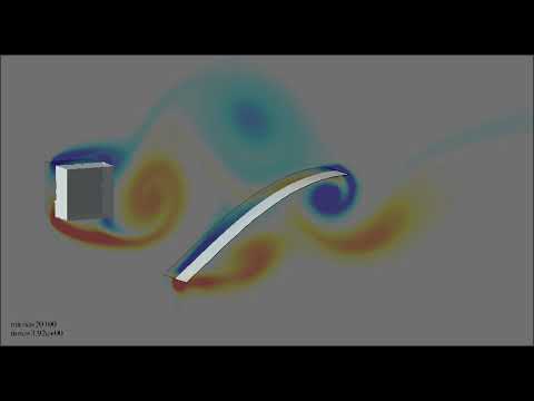 Inverted Cantilever in Wake of Cube
