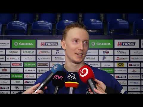 Patrik Svitana a Anton Todykov po zápase s Liptovským Mikulášom (34. kolo Tipos Extraliga)