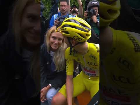 Urska is there to celebrate the Tour de France win with Tadej 💛 #cycling #tourdefrance #pogacar