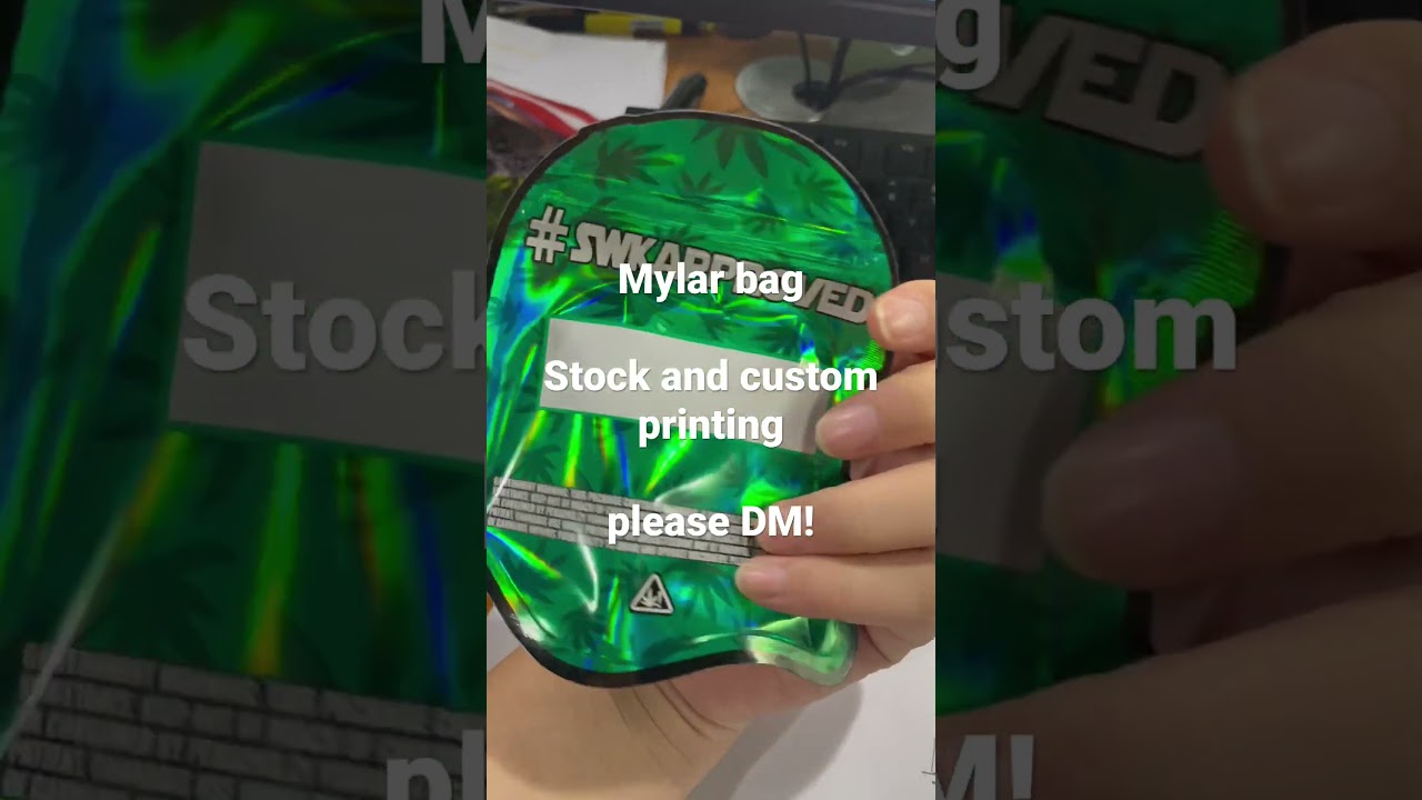 Stock and custom printing 3.5g flower bag holographic stand up pouch #mylarbags #standuppouch