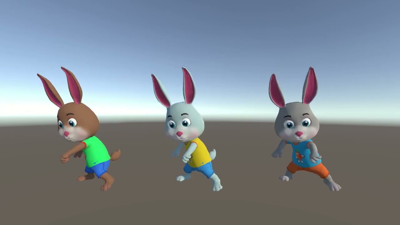 Cartoon Rabbit Gaming Animation Pack 3D Model