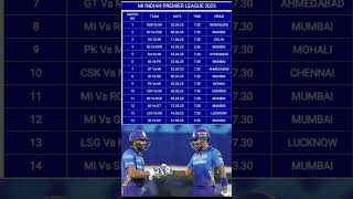 2023 ipl Mi match schedule /2023 IPL schedule / mi match date 2023 / mumbai team ipl match date