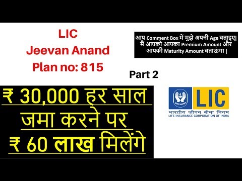 Jeevan Anand | LIC Jeevan Anand 915 | जीवन आनंद | LIC Jeevan Anand Policy Detail Plan in Hindi Video