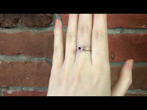 White Gold Ruby and Diamond Cluster Ring rg00401