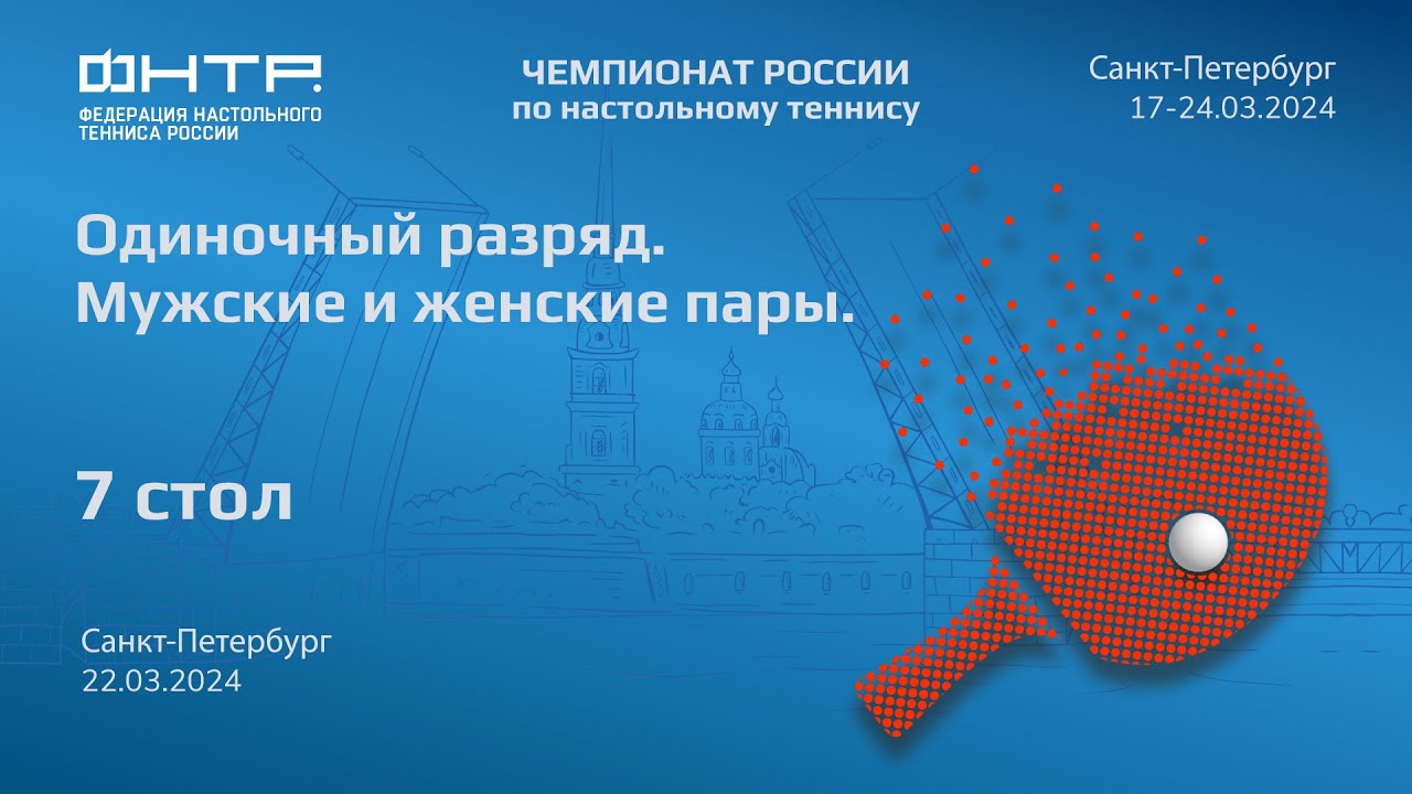 Одиночный разряд. Мужские и женские пары. 7 стол. 22.03.24