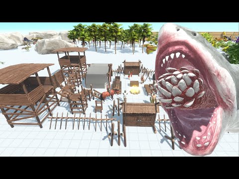 🎈The Mutant Megalodon⚡Attack⚡ Every Faction Tribe 🎈  -- Animal Revolt Battle Simulator
