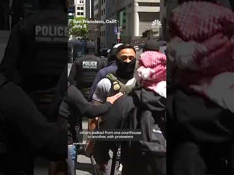 Protesters block ICE agents in front of San Francisco immigration court