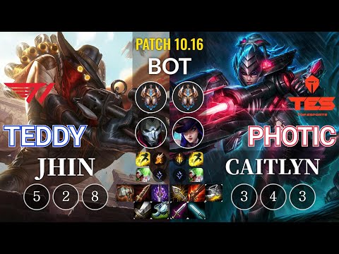 T1 Teddy Jhin vs TES Photic Caitlyn Bot - KR Patch 10.16