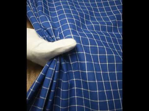 Check Blue White Pure Cotton 94 GSM Handwoven Fabric 478 — video