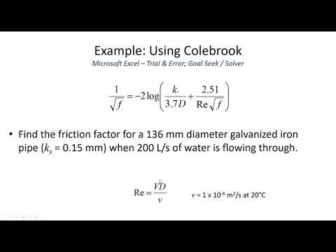 Colebrook equation, Jain equation, Pipe diameter sizing iteration - CE 331 (27 Jan 2021) Class 4