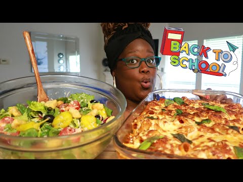 Quick Back To School Meal Ideas Part 1 Rigatoni Pasta Bake Copycat Olive Garden Salad Cooking Sounds