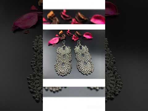 Afghani Oxidized Silver Tribal Chandbali with Jhumki Earring