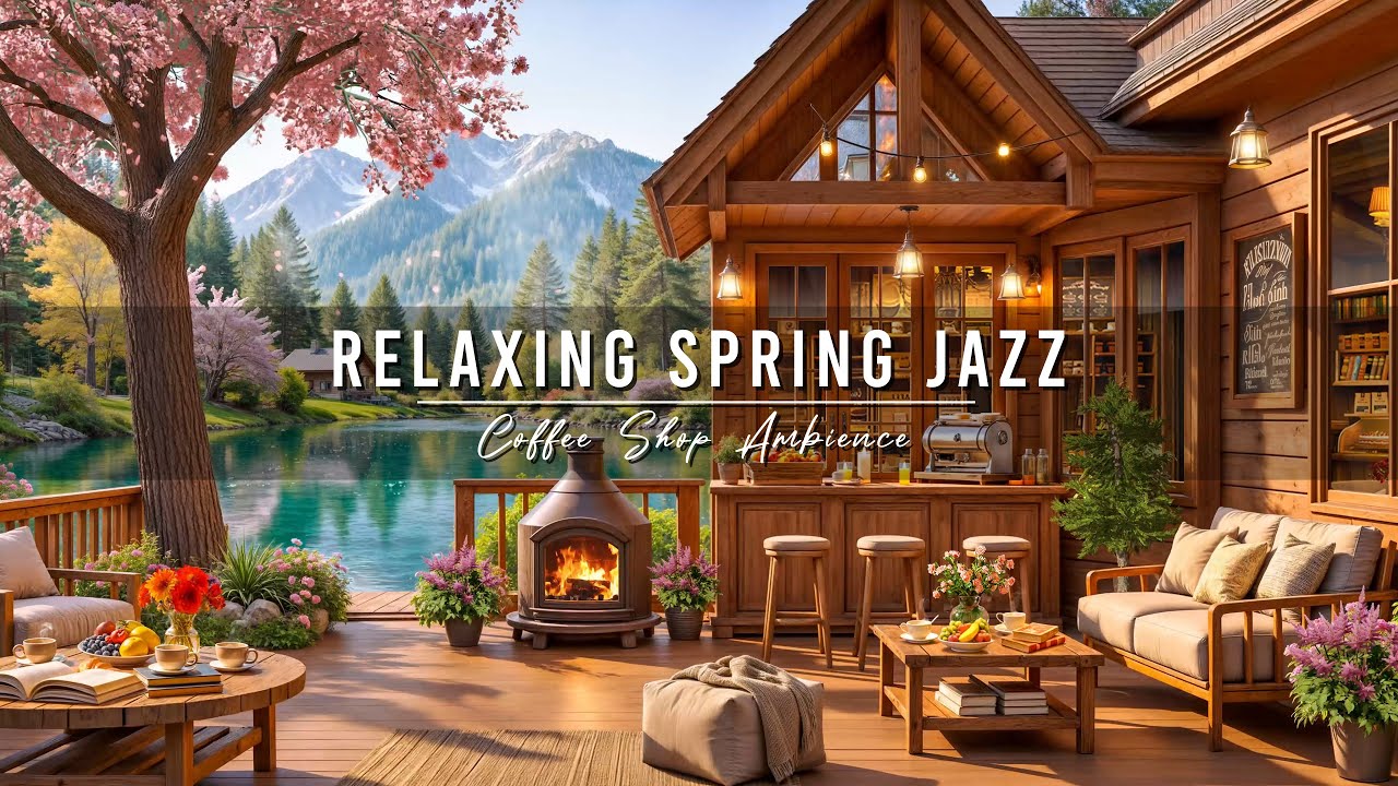 Spring Coffee Shop Ambience ~ Jazz Relaxing Music for Studying, Work 🌸Smooth Jazz Instrumental Music