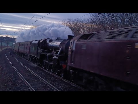 Polar express Ecs passing through Curriehill working from Carnforth Steamtown to Joppa Straight