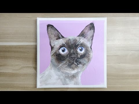 Acrylic painting / A Siamese cat / Easy painting Tutorial # 143