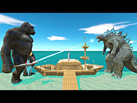War on Ship - Growing King Kong vs Growing Godzilla 2014 - Animal Revolt Battle Simulator