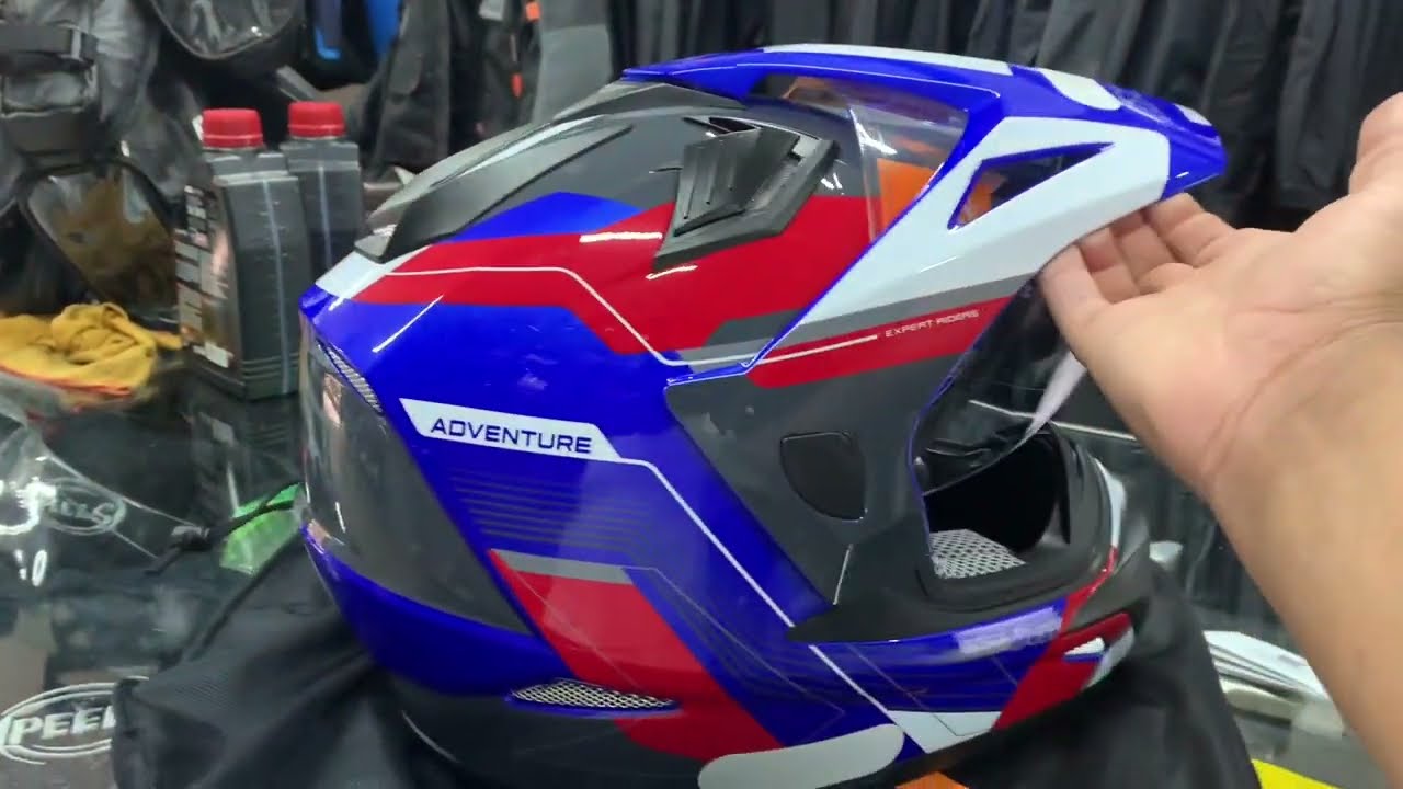 Capacete Trilha X11 Crossover Adventure Azul/Vermelho/Branco
