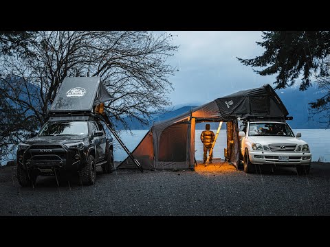 Rainy Winter Camping with iKamper Skycamp DLX & Annex Plus [ASMR, LX470, 4Runner] | S2-Ep2