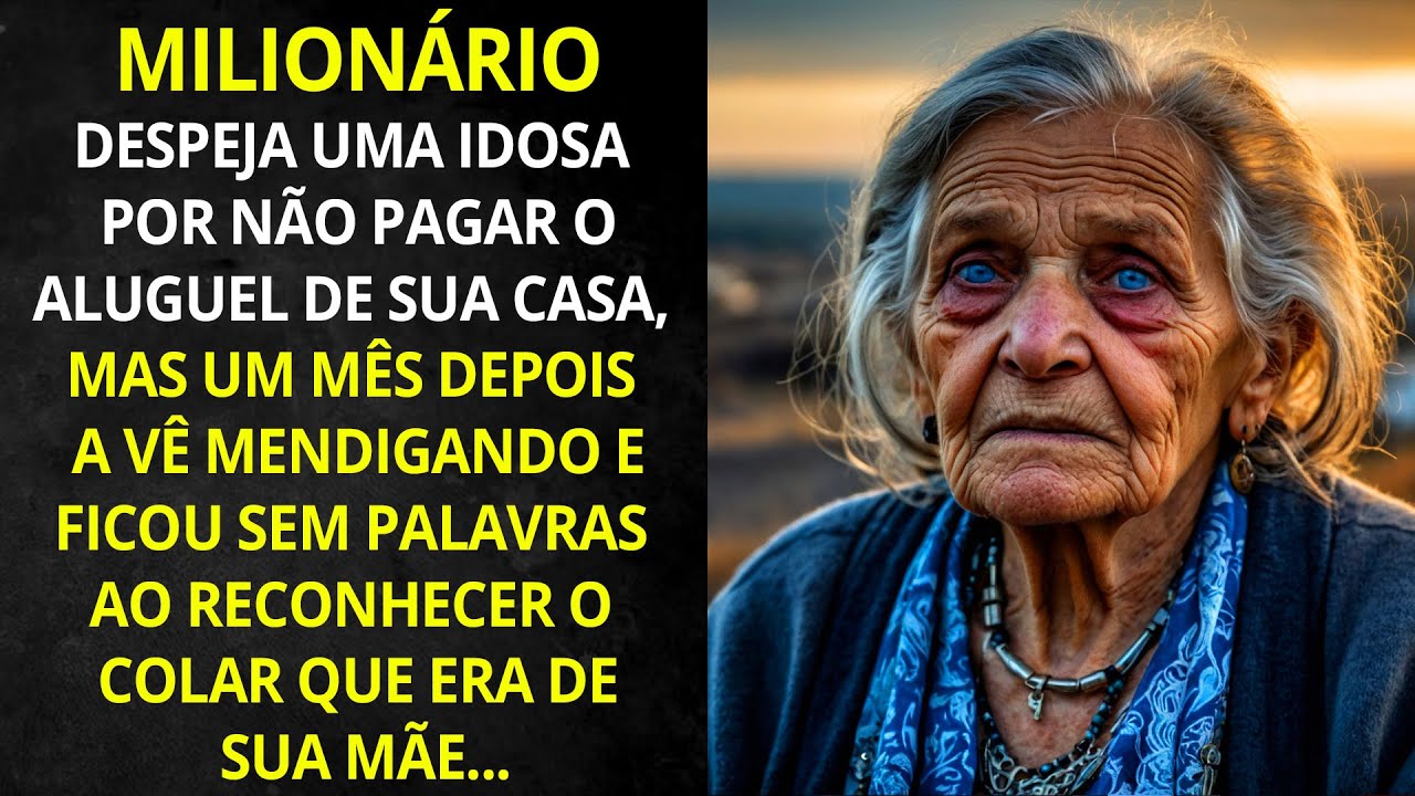 MILIONÁRIO DESPEJA UMA IDOSA POR NÃO PAGAR ALUGUEL ... UM MÊS DEPOIS A VÊ MENDIGANDO COM UM COLAR..