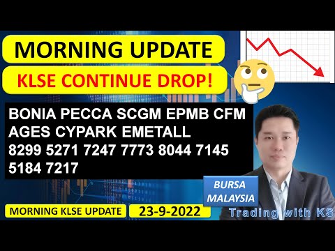 Morning KLSE BURSA Update - 23-9-2022 💥KLSE CONTINUE DROP! 💥 BONIA PECCA SCGM EPMB CFM AGES CYPARK
