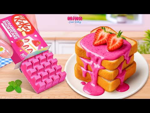 🍓Sweet Strawberry KITKAT Cake🍓Epic Miniature Strawberry Chocolate Bread Recipe | Mina Sweet Baking