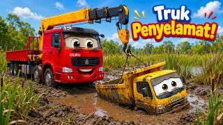 Download lagu Ada Truk Terjebak😲 Truk Crane Datang Menolong!🏗️✨| Roda Roda Truk Berputar - Lagu Truk Anak Terbaru🎵 mp3