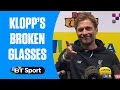 Liverpool boss Klopp jokes after breaking glasses