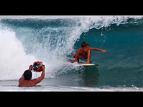 View from 3 and a half feet, 6 year old surfer Kai Kai Alcala