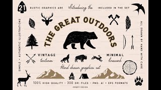 Rustic Nature Icons & Illustrations Stock Graphics Download