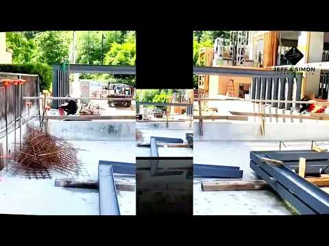 Custom Steel Parkade Trellis Installation, Vancouver BC