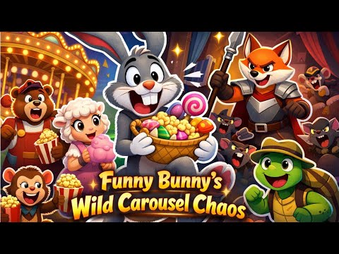 🐰🎠 Funny Bunny’s Wild Carousel Chaos | From Snack Trouble to Heroic Battle!