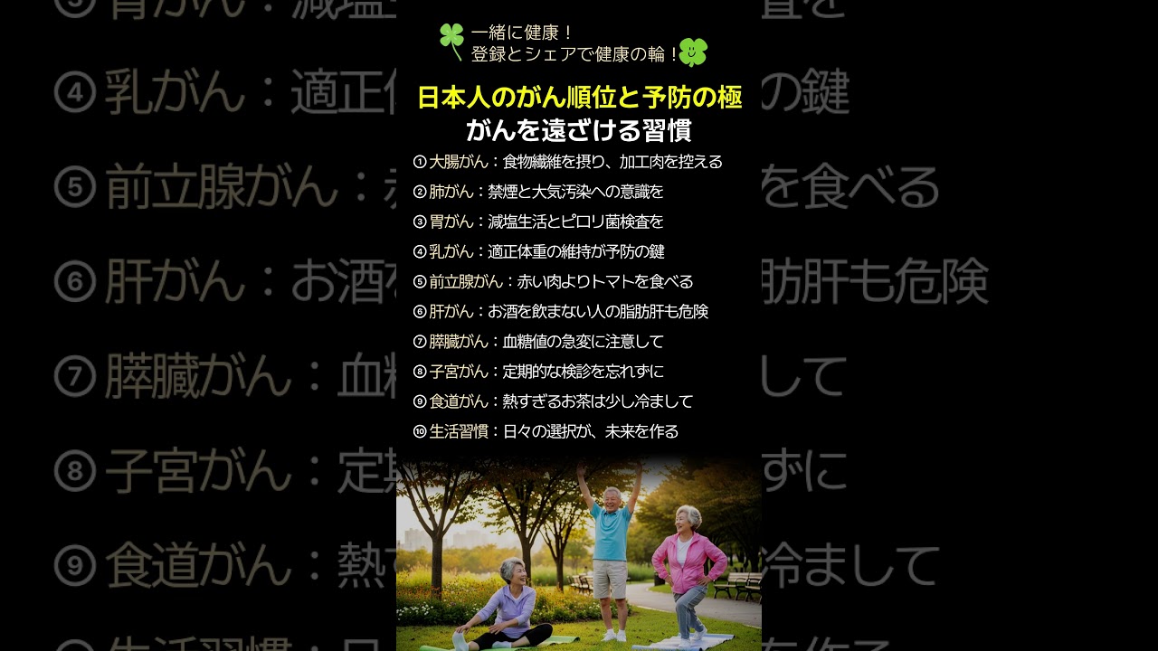 日本人のがん順位と予防の極がんを遠ざける習慣