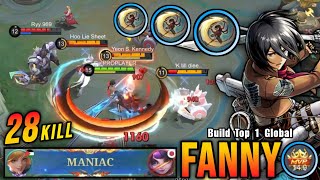 Download lagu 28 Kills   MANIAC!! Fanny Instant Kills Enemies!! - Build Top 1 Global Fanny ~ MLBB mp3
