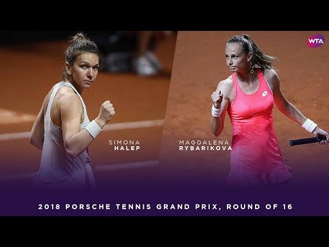 Теннис Simona Halep vs. Magdalena Rybarikova | 2018 Porsche Tennis Grand Prix Second Round | WTA Highlights